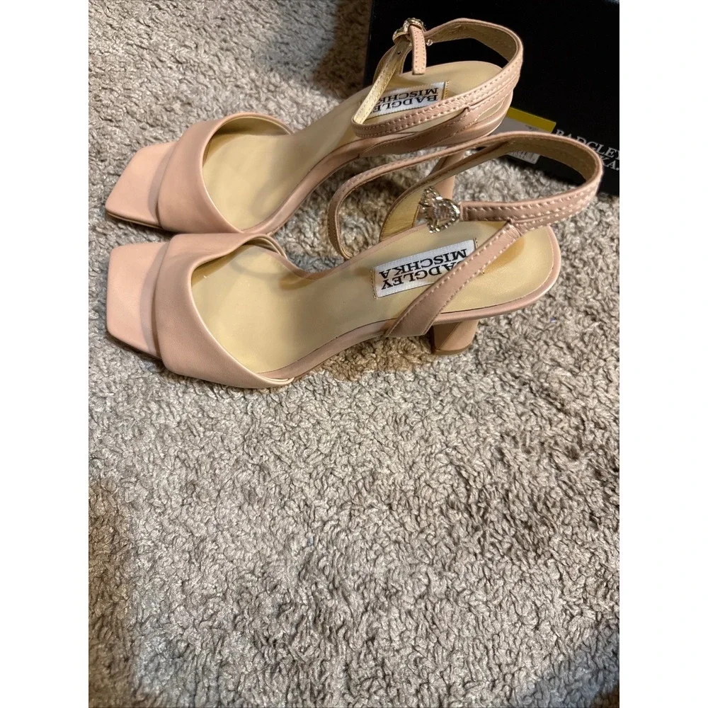Badgley Mischka Cady Nudlea Ankle Strap Heels Sandals Pink Size 6 - Picture 5 of 7